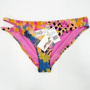 Jessica Simpson Bikini Bottom Size Large Pink Animal Print Hipster Swim NWT